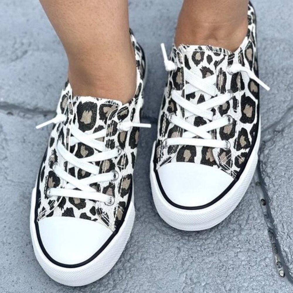Everglades Star Snow Leopard Sneakers Slip-On Canvas